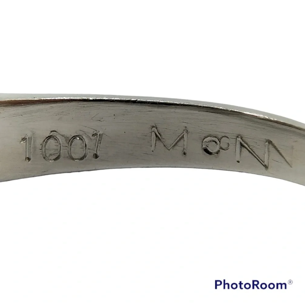 Platinum 900 1Carat Natural Diamond Semi V Ring - Picture 6 of 7